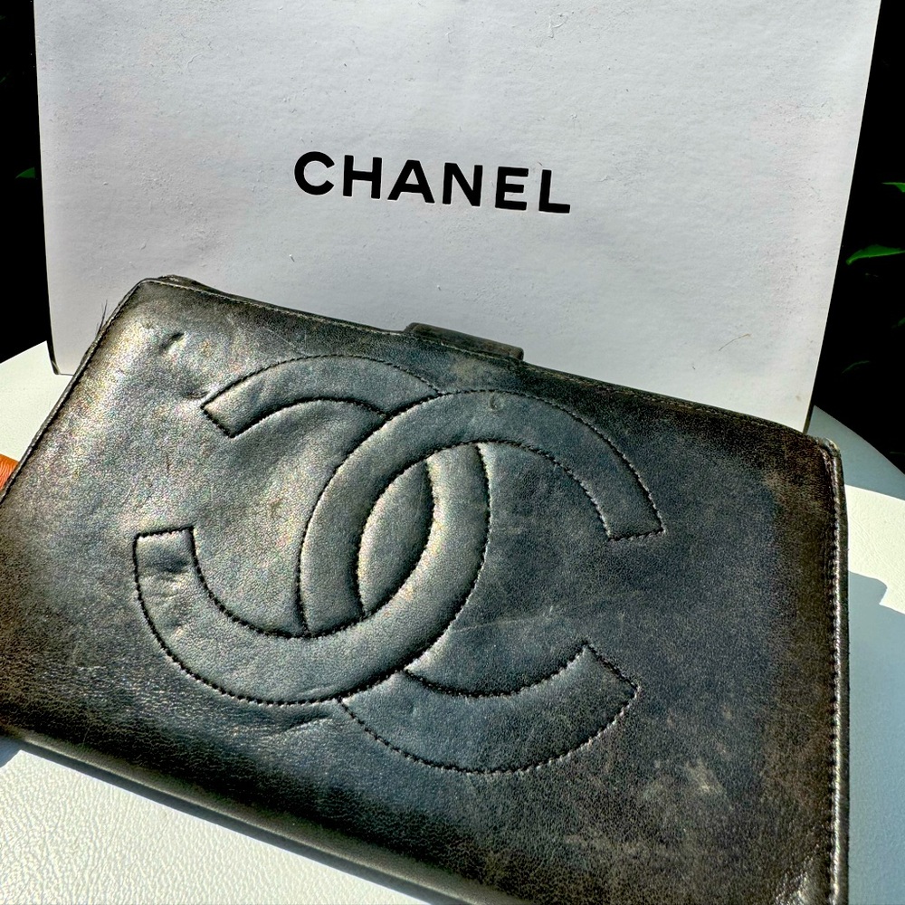 Chanel lamb skin long wallet